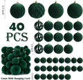 Thewe 40Pcs Velvet Shatterproof Christmas Ball Ornaments Set，Green