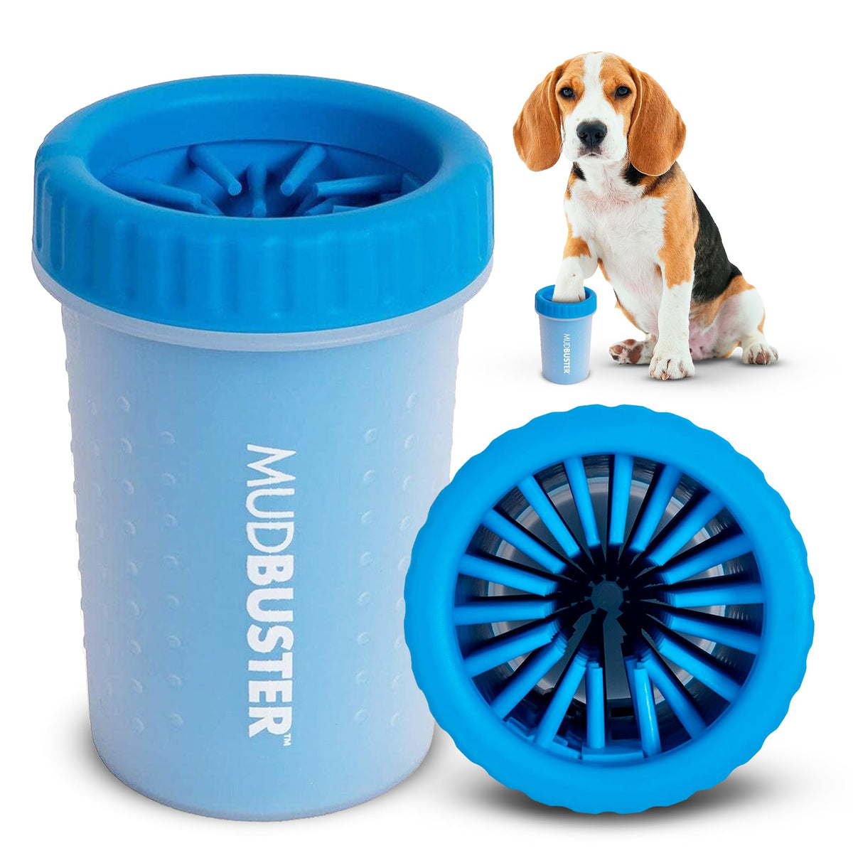 Dexas MudBuster Large Dog Paw Cleaner, Matte Black, Fits 2.5"-3.5" Wide Paws, Gentle Silicone Bristles for Quick, Easy Cleaning