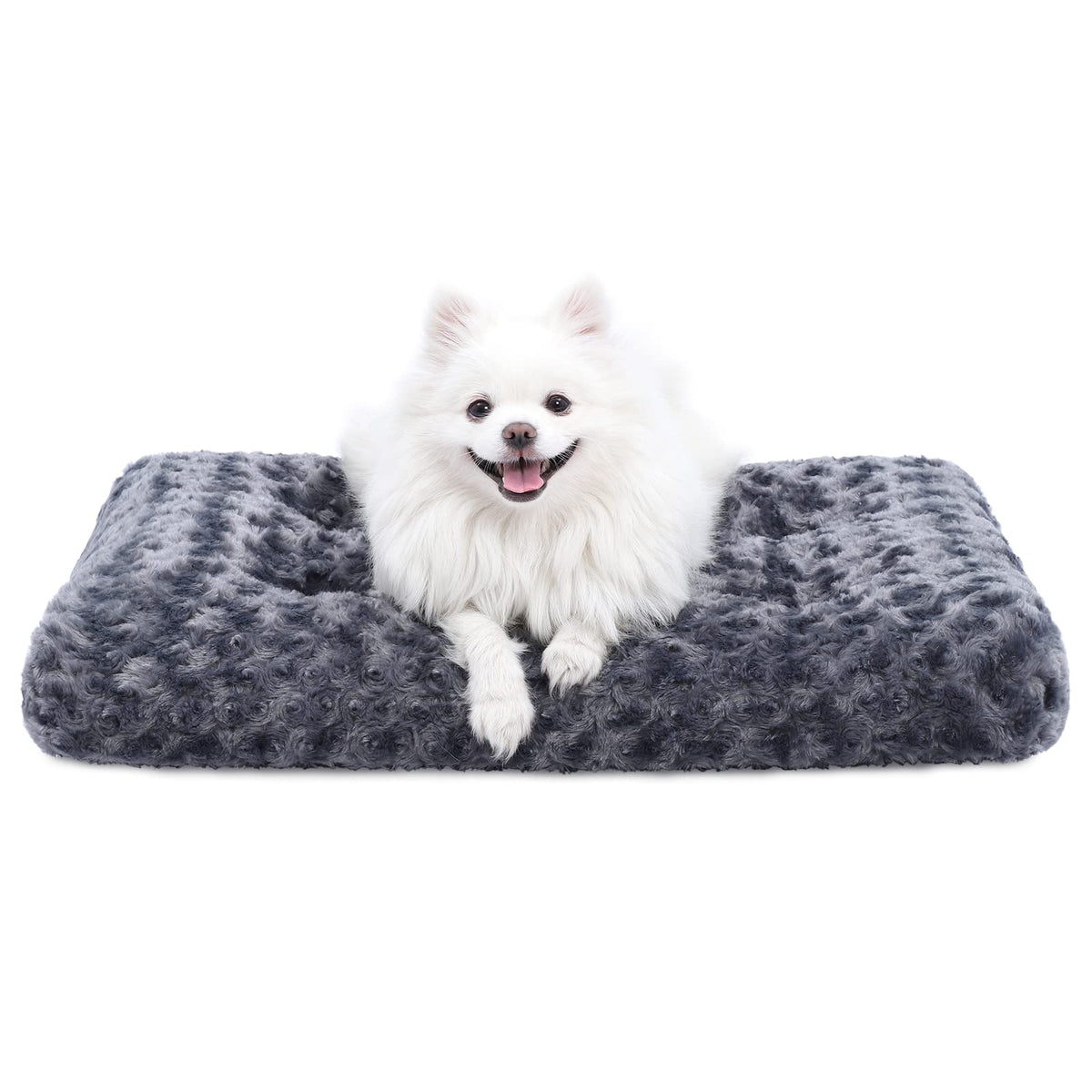 KSIIA Washable Dog Bed Deluxe Plush Dog Crate Beds Comfy Kennel Pad Anti-Slip Pet Sleeping Mat for Large, Jumbo, Medium, Small Dogs Breeds, 41" x 27", Gray