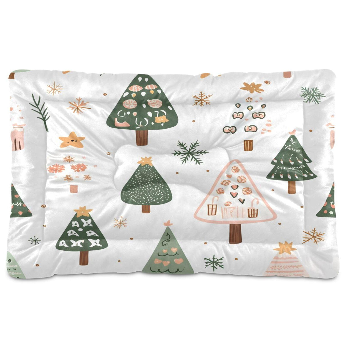 Christmas Patch Pet Bed Pad Soft Dog Bed Mat with Anti-Slip Bottom, Machine Washable Crate Pad Mattress for Dog Sleeping- 24 * 18inches