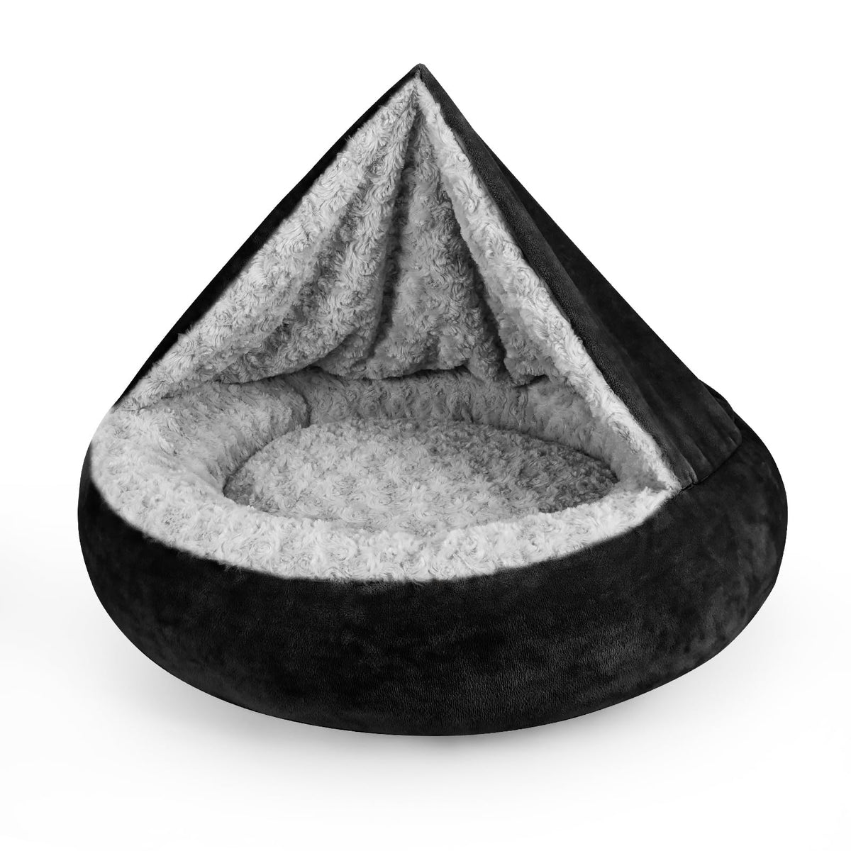 JOEJOY Small Dog Bed Cat Bed with Hooded Blanket, Cozy Cuddler Luxury Puppy Pet Bed, Donut Round Calming Anti-Anxiety Dog Burrow Cave Bed - Anti-Slip Bottom and Machine Washable 23 inch