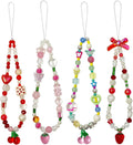 cioatu 4 Pieces Cute Phone Charms Beaded Phone Strap Aesthetic Y2K CellPhone Keychain Cute Bear Butterfly Heart Cool PhoneCharm for Bag Keychain Airpods Camera Pendants Decor