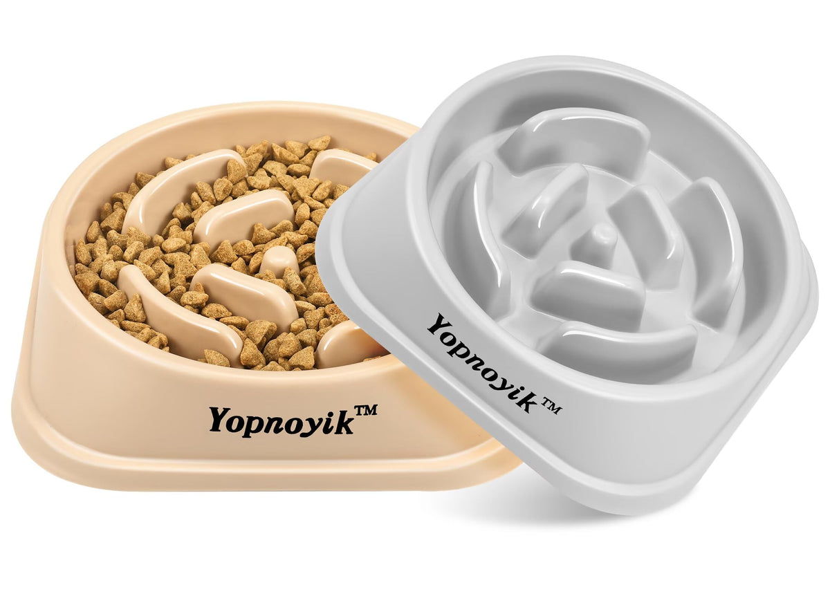 2 Pack Slow Feeder Dog Bowls for Healthy Eating, Non-Slip and Anti-Choking Design, Reduces Bloating & Overeating for Medium Dogs and Cats, Easy to Clean