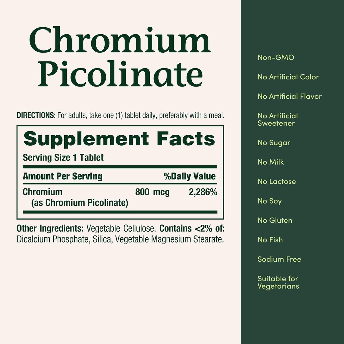 Nature's Bounty Chromium Picolinate, Supports Fat, Protein & Sugar Metabolism, Mineral Supplement, 800 mcg, 50 Tablets