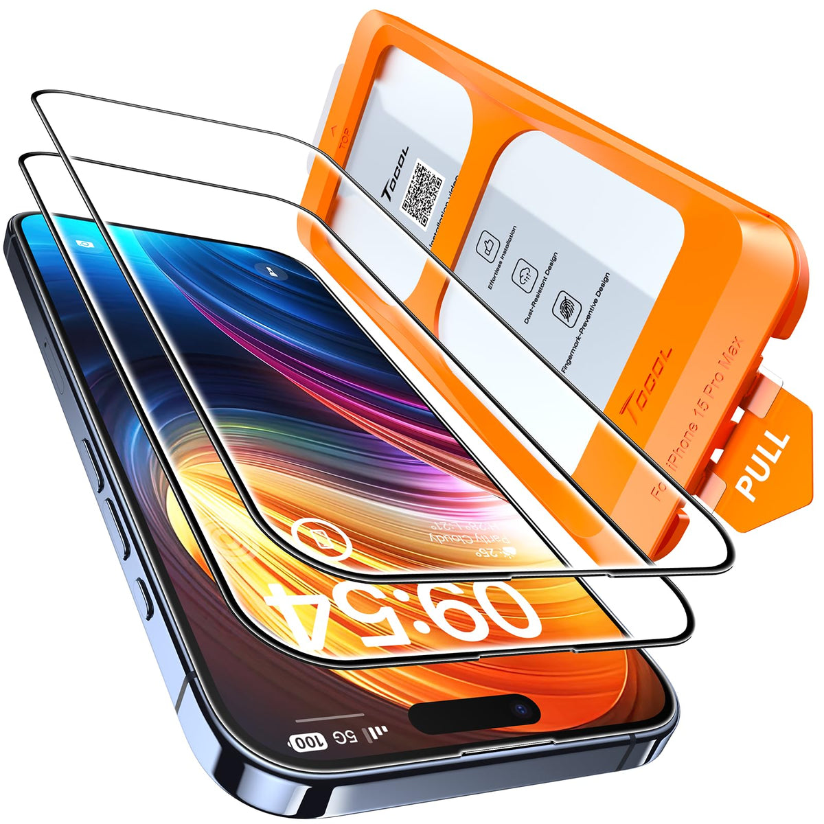 TOCOL for iPhone 15 Pro Screen Protector, Easy Installation