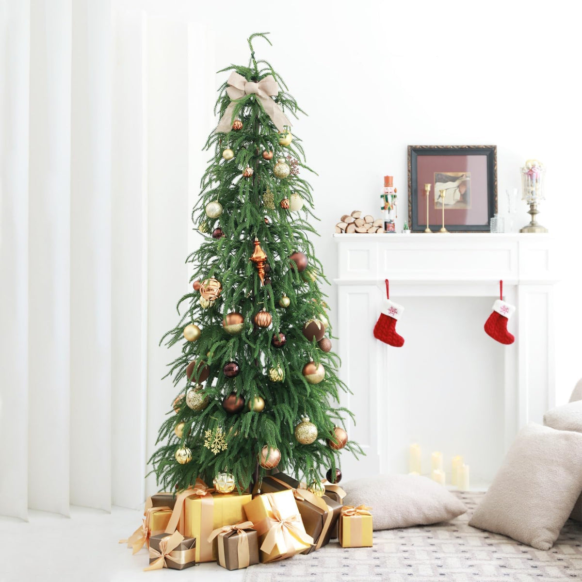 HipTree 12ct 2.36 in Copper Gold Velvet Baubles for Tabletop Christmas Tree