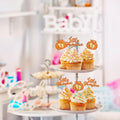 24pc Little Pumpkin Cupcake Toppers - Glitter Pumpkin Cupcake Picks - Baby Shower Decorations - Fall Harvest Theme - Kids Birthday Party Supplies