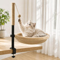 Cat Desk Bed with Scratching Post Clamp On 360 Rotating Camel