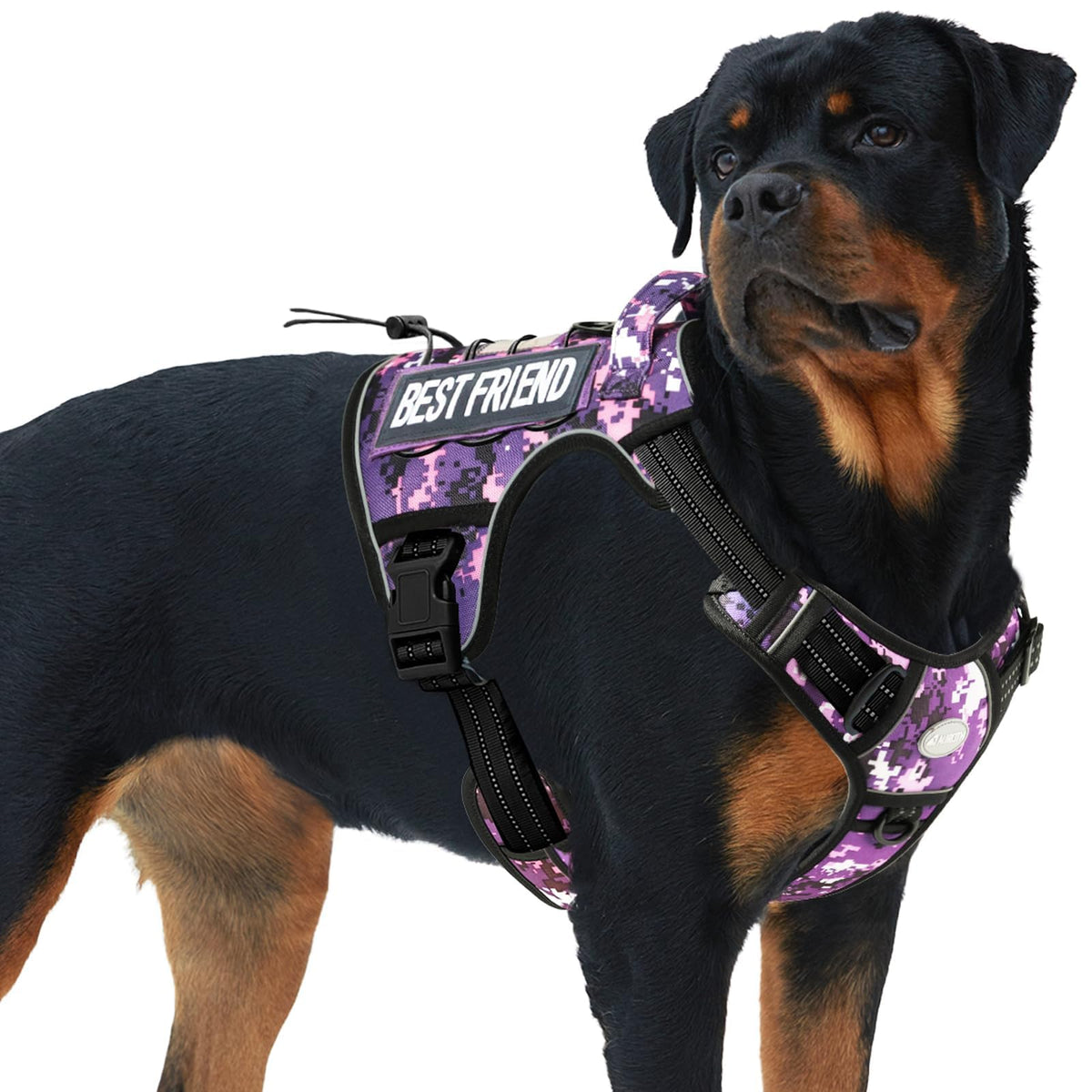 Auroth Tactical Dog Harness for Large Dogs No Pull Adjustable Pet Harness Reflective K9 Working Training Easy Control Pet Vest Military Service Dog Harnesses Army Yellow L