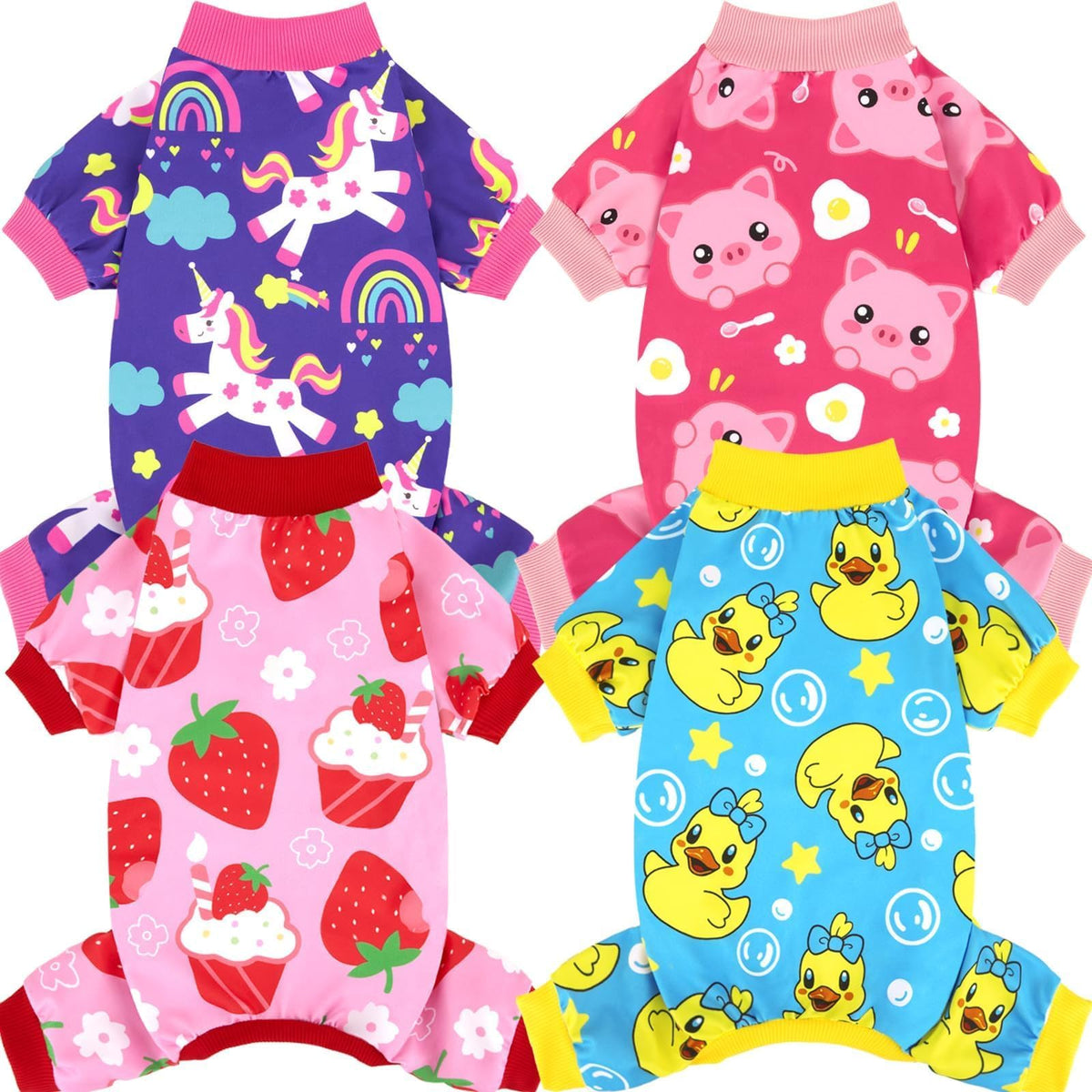 4 Pack Dog Christmas Pajamas Reindeer Puppy Clothes Cute Santa Claus Dog Pajamas Costumes Outfit Red Green Medium