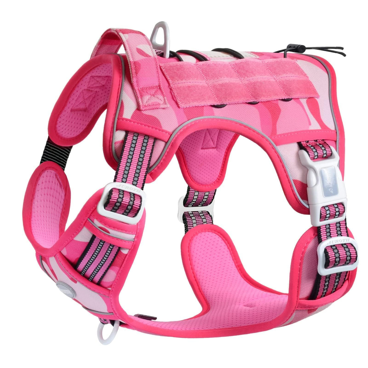 Auroth Tactical Dog Harness for Large Dogs No Pull Adjustable Pet Harness Reflective K9 Working Training Easy Control Pet Vest Military Service Dog Harnesses Army Yellow L