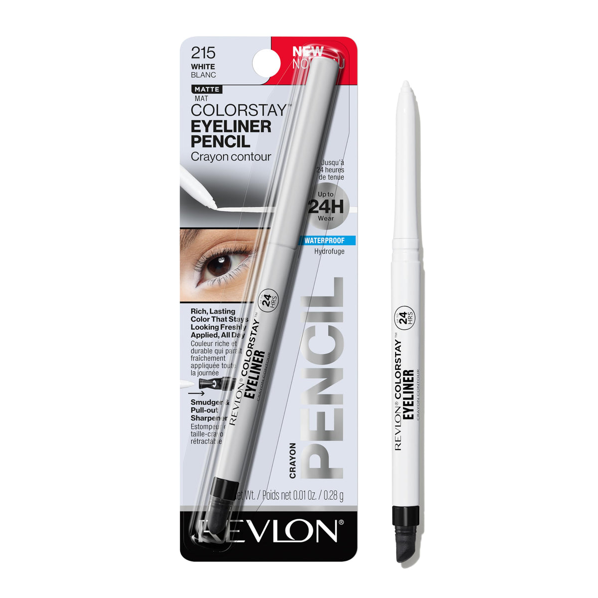 Revlon ColorStay Pencil Waterproof Eyeliner, Smudge-Proof, Eye Makeup with Built-In Sharpener, Long-Lasting, Matte Finish, 202 Black Brown, 0.01 oz