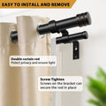 TONIAL 1 Inch Double Curtain Rods for Windows 66 to 120 Inch, Black, | Heavy Duty Dual Drapey Rod 32 to 144 Inch, Decorative Adjustable for Living Room, with Classic Finial, 33lbs Weight Capacity
