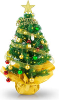 23 in Small Christmas Tree with Lights, Mini Tabletop Tree Desk Decor