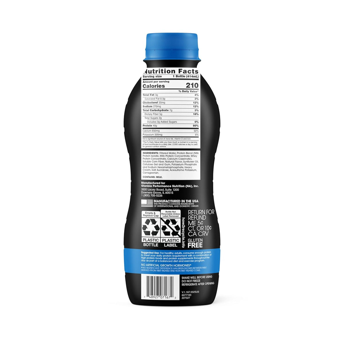 Optimum Nutrition 40g Protein Shake, Vanilla, 14 Fl Oz, 12 Ct | Naturally Flavored, On The Go Complete Protein Drink, Supports Muscle Recovery, 40g of Protein per Serving, Gluten Free