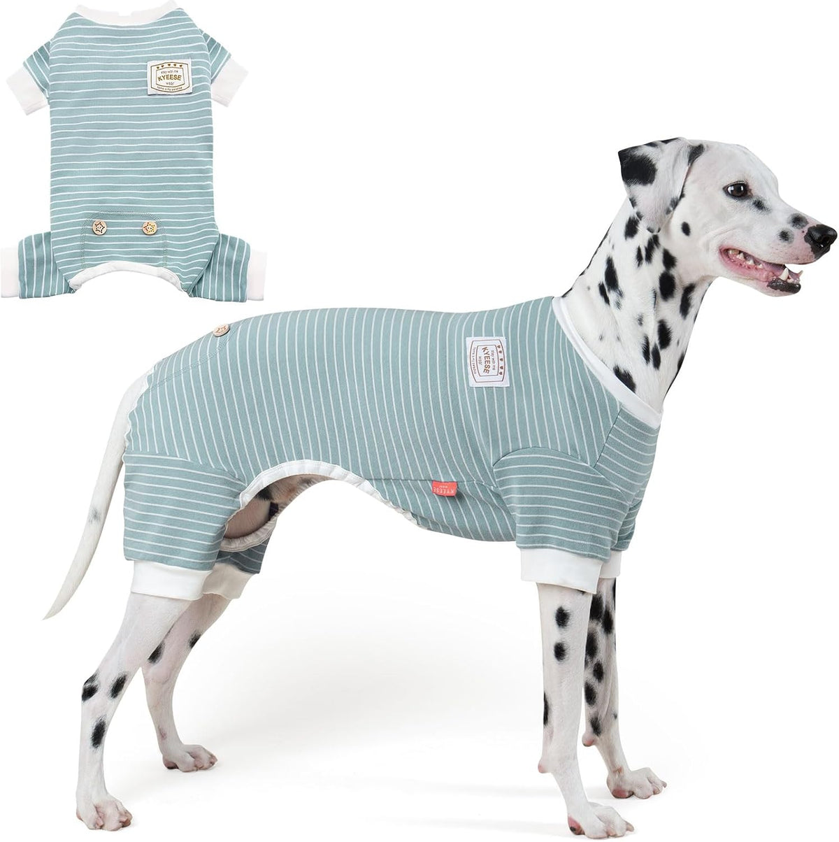 KYEESE Striped Dog Pajamas for Medium Large Dog Stretchy Onesie Daily Wear