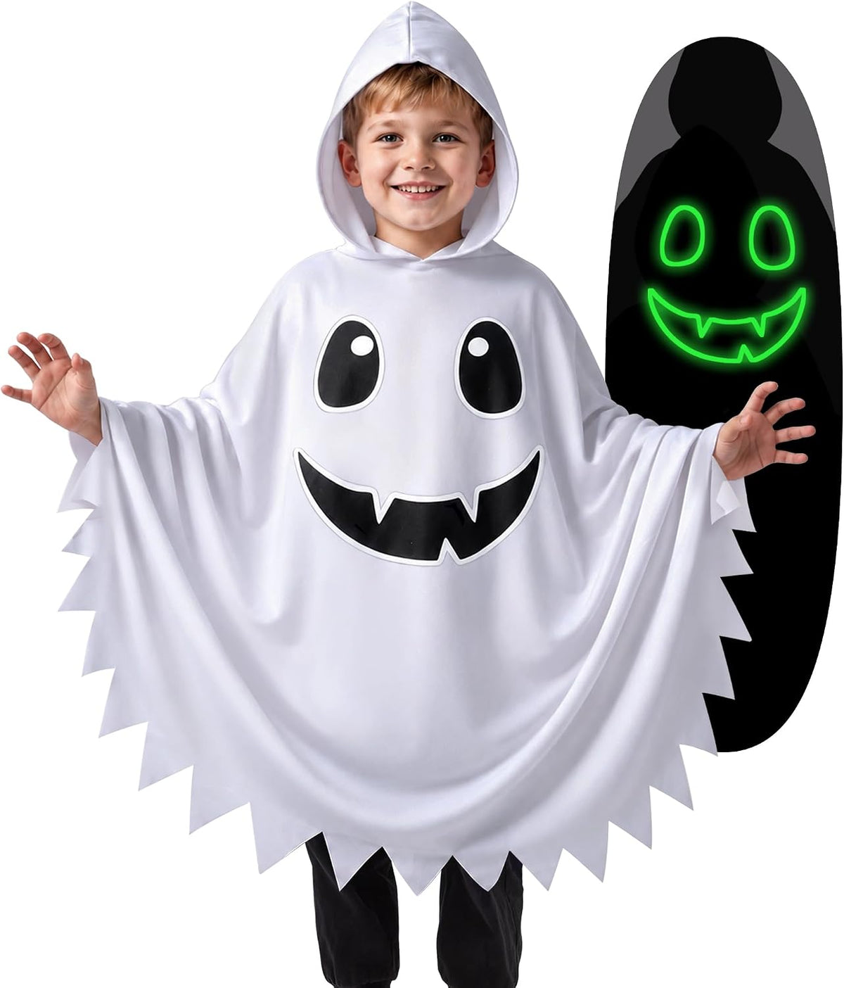 Kid Ghost Costume,Halloween Hooded Cape,Halloween Costume for Boys Girls