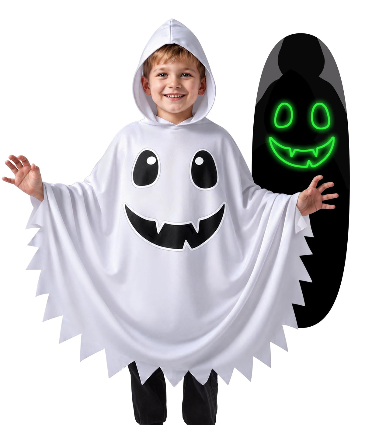 Kid Ghost Costume,Halloween Hooded Cape,Halloween Costume for Boys Girls