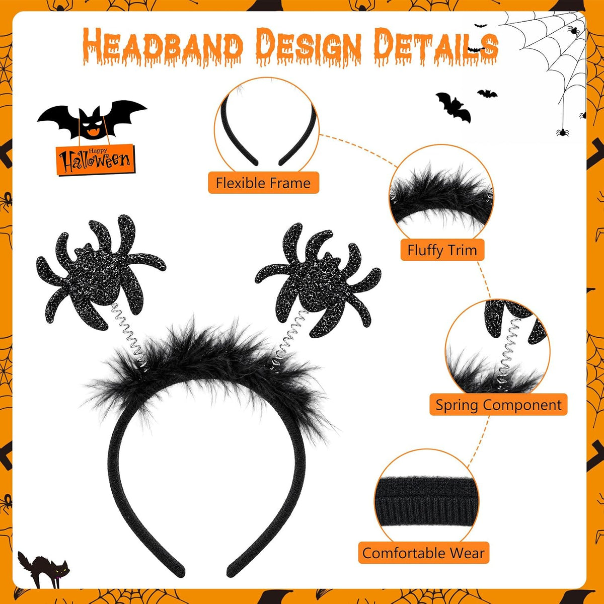 6 PCS Halloween Headbands for Women, Halloween Headpiece for Party Cosplay