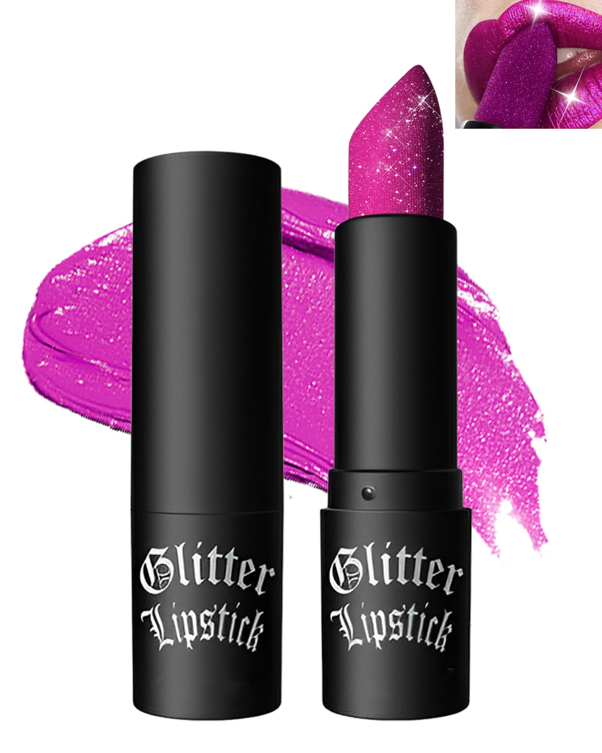 Black Glitter Lipstick,Waterproof Shimmer Lip Gloss,Halloween Gothic Makeup