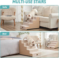 COZY KISS Dog Stairs for Small Dogs, 5 Tier Wider Pet Stairs for High Beds, 23.6" H Non-Slip Dog Steps for Old Cats, Puppies, Small Medium Dogs, 19.7x29.5x23.6 inch, Beige
