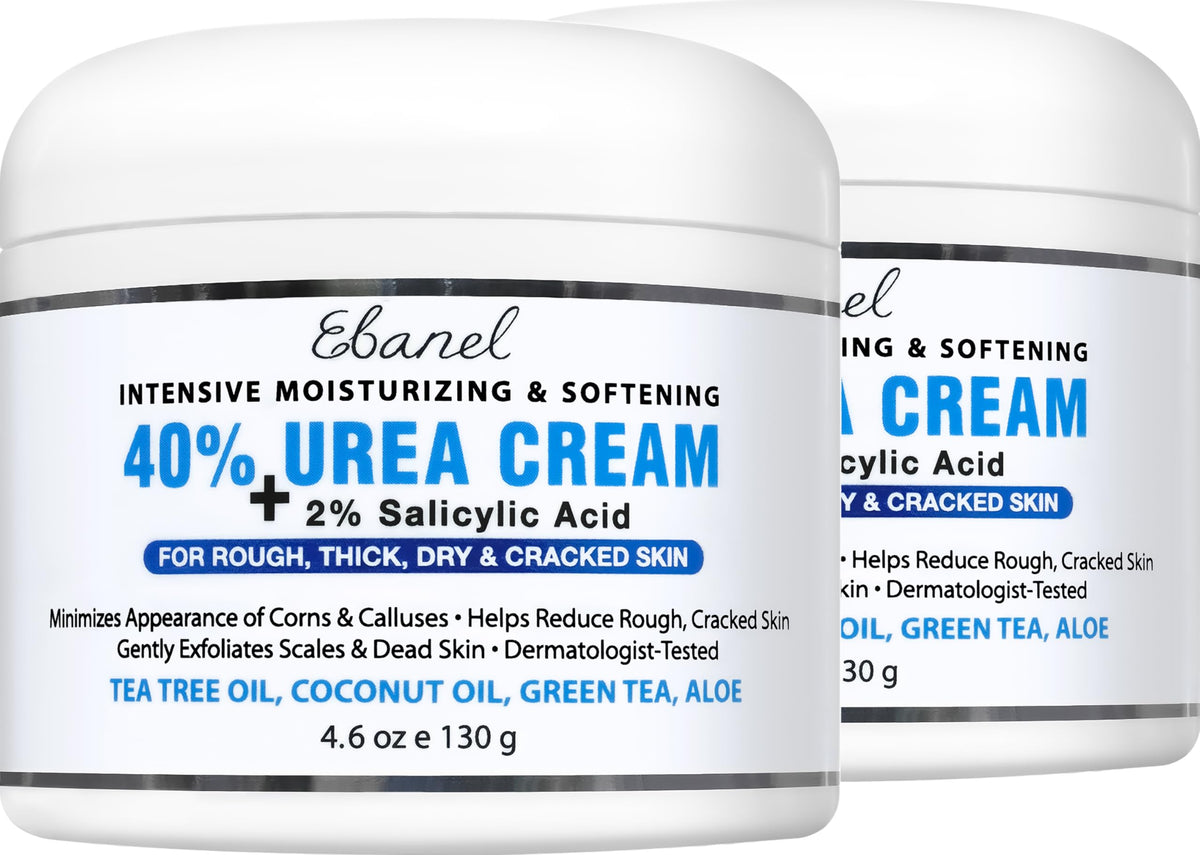 Ebanel Urea Cream 40% plus Salicylic Acid 2% for Dry Cracked Feet Skin | Deeply Moisturizes & Softens Dry Cracked Heels, Feet, Knees, Elbows, Hands, Rough Dead Skin Callus Remover Toenail Softener
