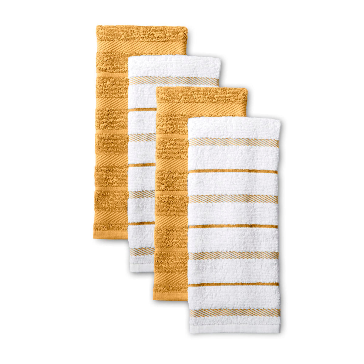 KitchenAid Albany Kitchen Towel 4-Pack Set, Honey Orange/White, 16"x26"