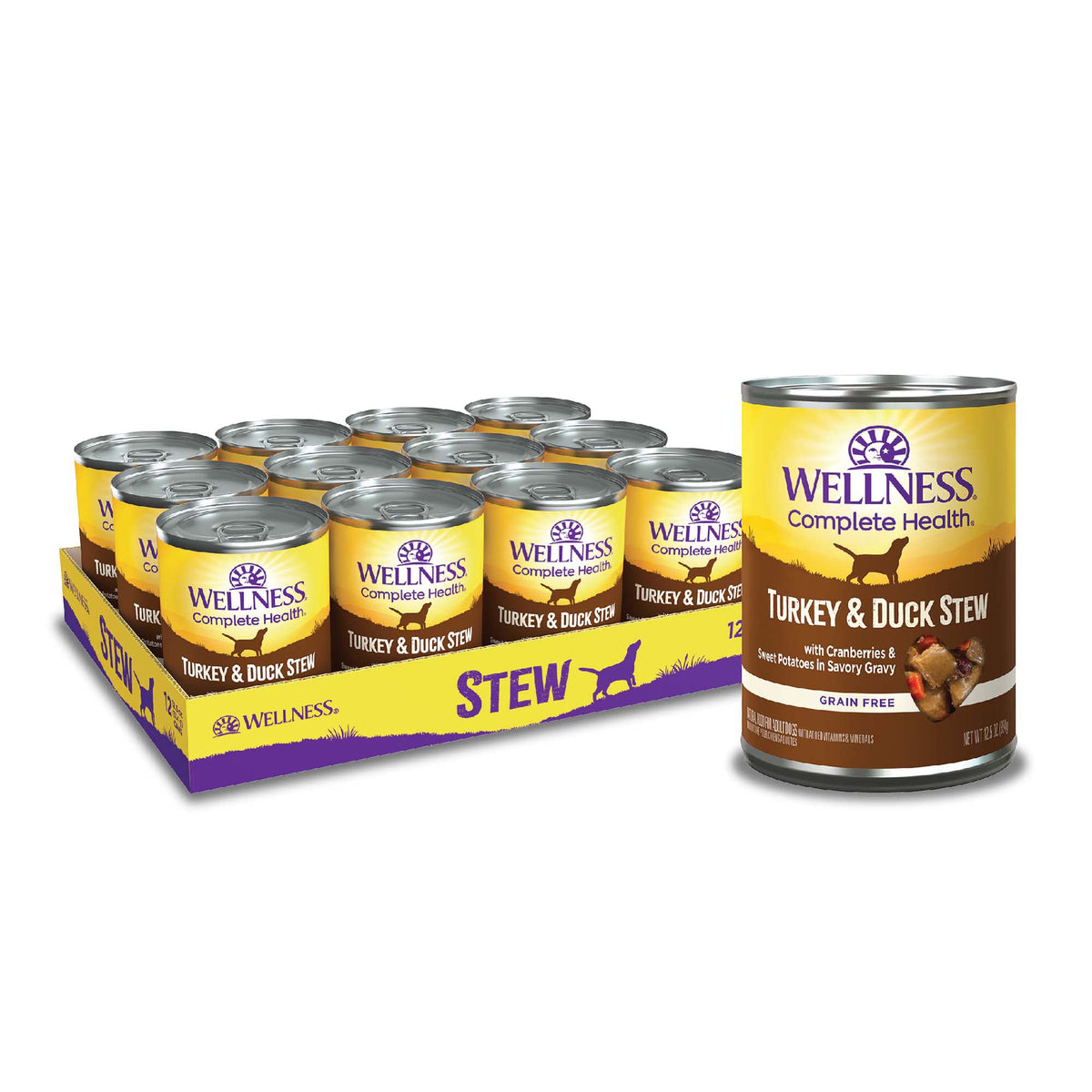 Wellness Complete Health Pate Variety Pack Adult Canned Wet Dog Food, Wholesome Grains, Natural, 12.5 oz, Pack of 6 Cans