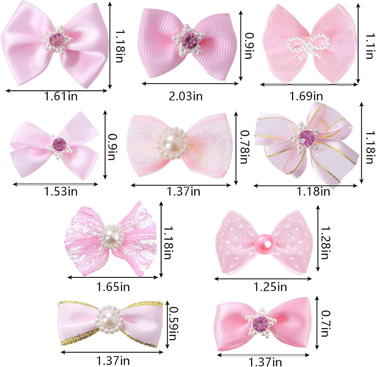 20PCS Cute Dog Hair Bows with Rubber Bands Handmade Mix Style for Puppy