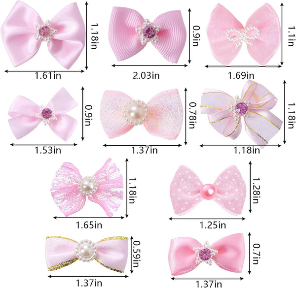 20PCS Cute Dog Hair Bows with Rubber Bands Handmade Mix Style for Puppy