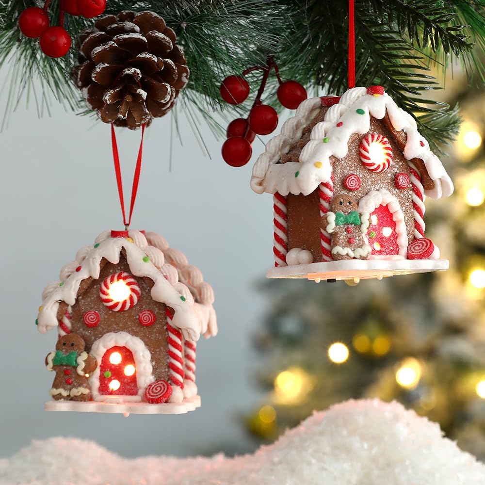 3 Pcs Gingerbread House Ornaments for Christmas Tree Decorations