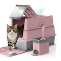 Stainless Steel Litter Box with Lid | Extra Large Enclosed Cat Litter Box for Big Cats | High Sided Metal Litter Boxes | 100% Anti-Urine Leakage | Odor Control | Non-Stick with Litter Scoop Set & Mat