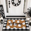 Tinideya 2 23.6 X 35.4 Inches Plaid Ghost Red Brown | Layered Coir Doormat Set, Non Slip Backing for Outdoor Entryway, Buffalo Plaid Seasonal Design, Front Porch Home Decor