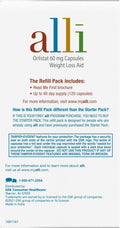 alli Weight Loss Diet Pills, Orlistat 60 mg Capsules, Non Prescription Weight Loss Aid, 120 Count Refill Pack