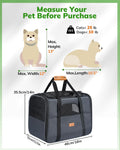 Morpilot Pet Carrier for Large Cats, Puppies & Small Dogs Up to 25lbs, Escape-Proof with Locking Zippers, Dual-Sided Cushion, Safety Buckle for Car & Vet Travel, Includes Foldable Bowl (Dark Gray)
