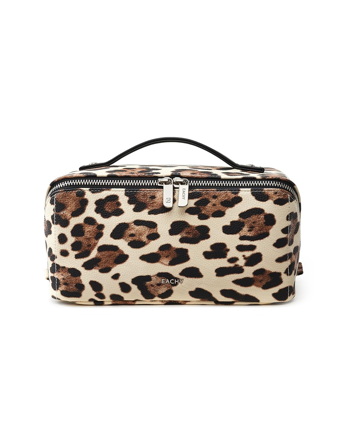 EACHY Travel Makeup Bag, Large Capacity Cosmetic Bag for Women, Waterproof PU Leather, Flat Open Portable Toiletry Bag for Skincare, Brushes & Travel Essentials