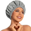 Edoneery Reusable Shower Caps for Women, Waterproof Long Hair Bonnet | Washable Design, Wide Elastic Band, Large Fit, Holds Long Hair, Braids Friendly, Bath Accessories, Spa, Travel