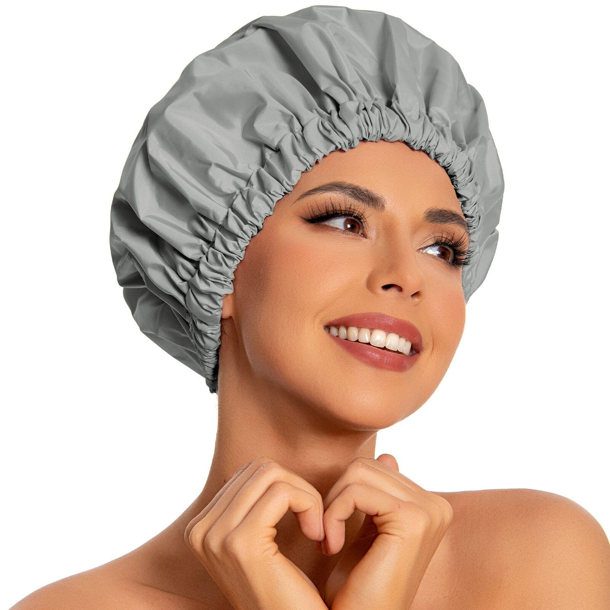 Edoneery Reusable Shower Caps for Women, Waterproof Long Hair Bonnet | Washable Design, Wide Elastic Band, Large Fit, Holds Long Hair, Braids Friendly, Bath Accessories, Spa, Travel