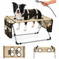 Dog Grooming Hammock Stand, Foldable Dog Bath Holder Sling Shower Chair | Heavy-Duty Pet Bath Stool for Small & Medium Dogs, Home Salon Grooming, Washable Mesh, Joint Support & Restraint(Blue,Base)