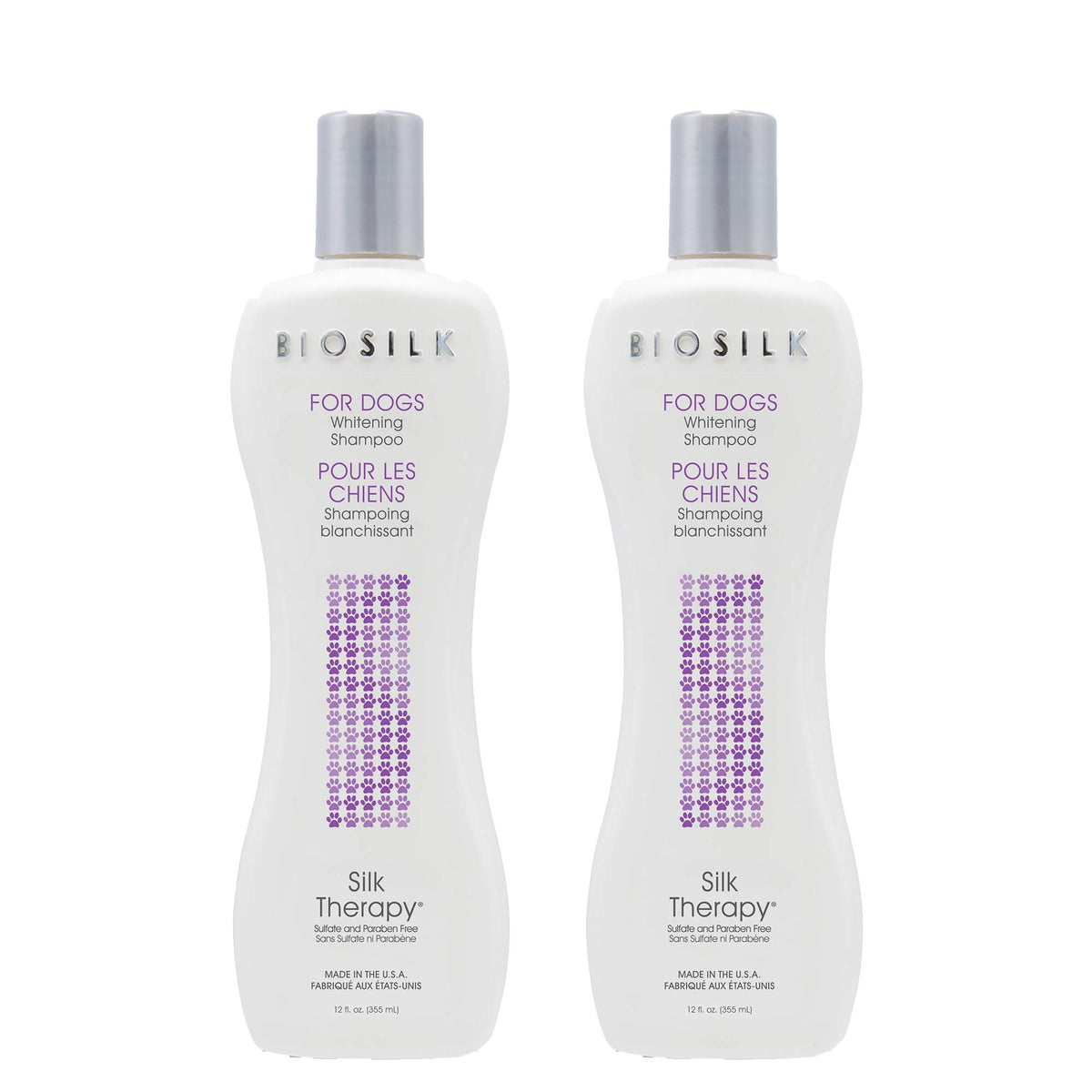 BioSilk Silk Therapy Whitening Dog Shampoo, Brightening Pet Shampoo with Silk Protein for White and Light Colored Coats, Enhances Shine and Softness, pH Balanced Dog Wash, 12 Fl Oz