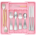 Lifewit Expandable Silverware Organizer, Plastic Utensil Tray for Kitchen Drawer, BPA Free Flatware Cutlery Holder, Space-Saving Storage for Spoons Forks Knives, 8-13.8 x 11.2 x 1.4 inch, Black
