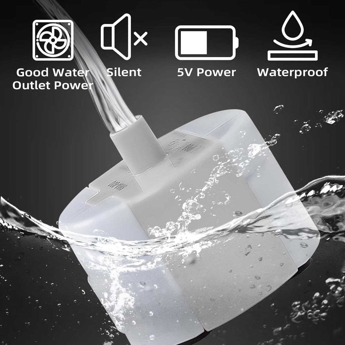 Ultra-Quiet Replacement Pump for Stainless Steel Cat Water Fountains - SMA-800 Motor - Safe and Easy to Clean with Low Voltage DC 5V and USB Cable (Pump) (Side Pump)