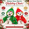 Dog Christmas Outfit Clothes, Holiday Tree Costume Cape for Small Pets，Green+Red