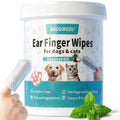 MEDUWEDU Ear Cleaner Finger Wipes 60 Counts, Dog Ear Cleaner, Grooming Kit Care for Dogs and Cats, Soft & Easy Otic Cleaning Pads, Remove Wax, Dirt & Stop Smelly, Itchy, Non-Irritating, Coconut Scent