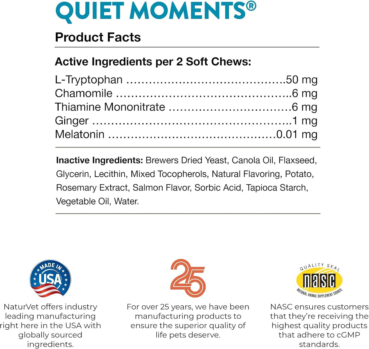 NaturVet –Quiet Moments Calming Aid for Cats Plus Melatonin – 60 Soft Chews – Helps Reduce Stress & Promote Relaxation – Great for Storms, Fireworks, Travel & Grooming