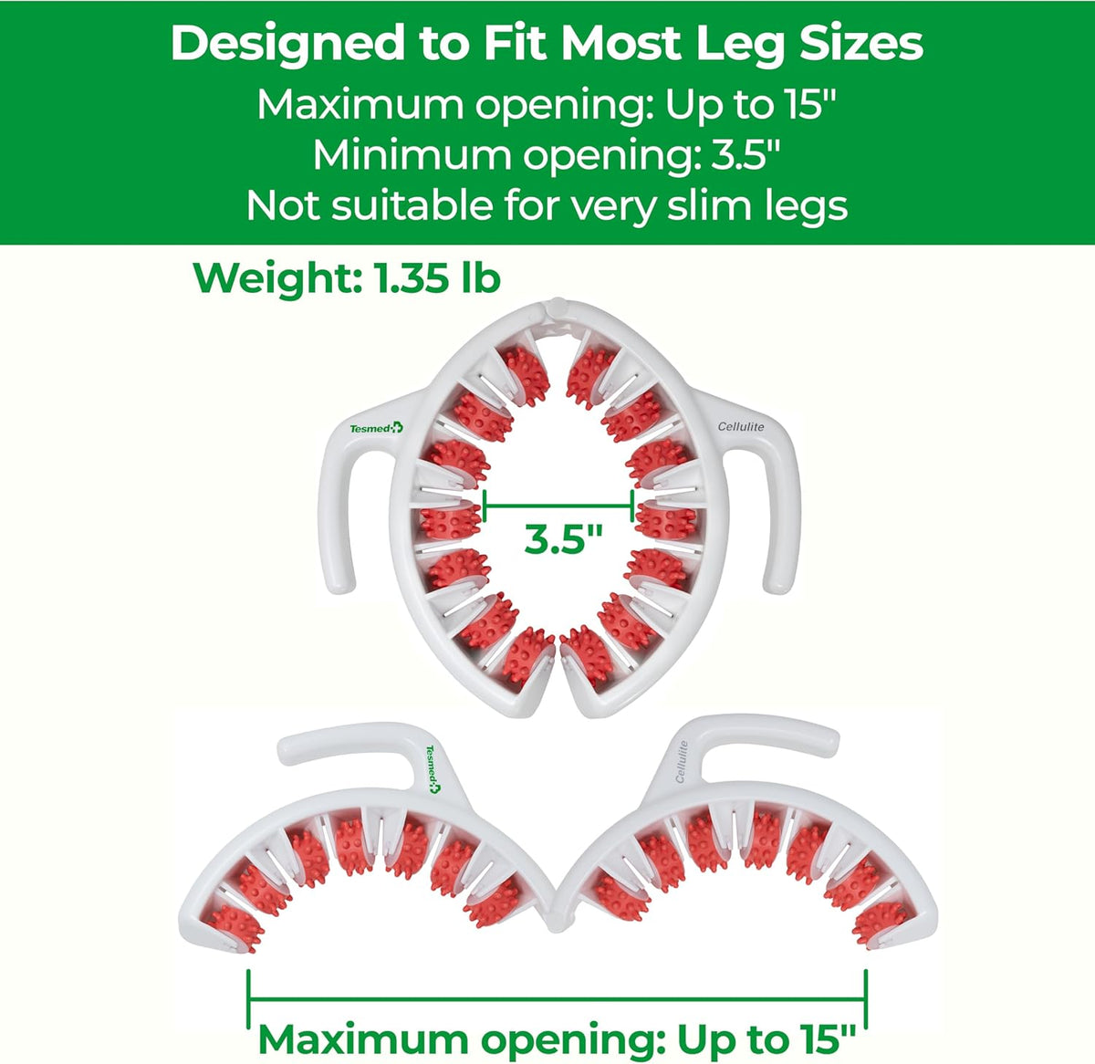 TESMED Cellulite Manual Massager Roller for Thighs and Buttocks | Made in Italy and patented, with converging and diverging roller technology for targeted anti-cellulite massage.