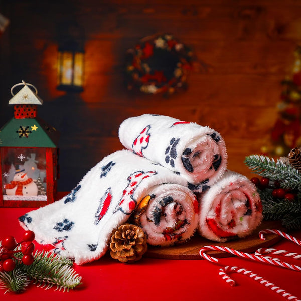 Abbylike 3 Pcs Christmas Dogs Blanket for Small Medium Puppy 30 x 20 Inch