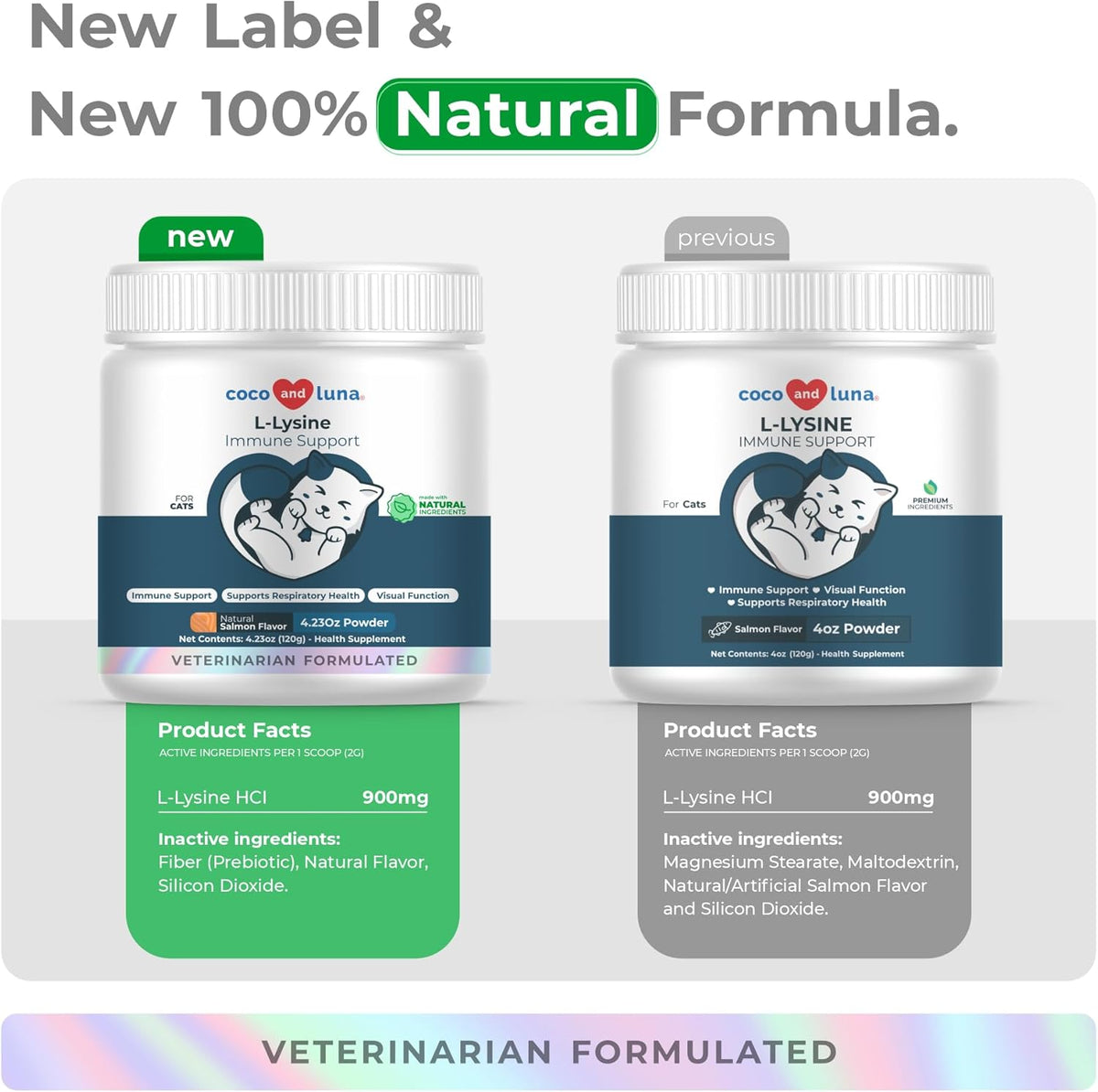 L-Lysine for Cats 900mg - Immune, Eye & Respiratory Support Powder | 900mg/scoop L-Lysine supports immune, eye & respiratory health. For cats with sneezing, runny nose, cold & herpes symptoms.