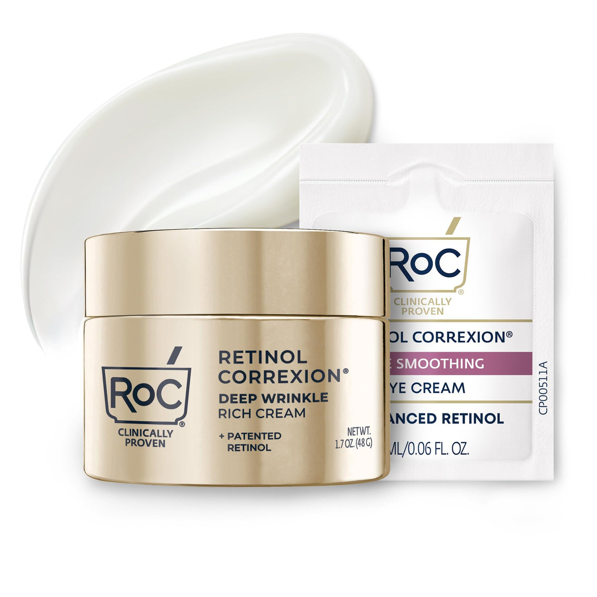 RoC Retinol Correxion Night Cream for Deep Wrinkles, Anti Aging Skincare Treatment Women and Men, 1.0 oz (Packaging May Vary)