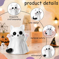 2Pcs Halloween Dog Cat Ghost Resin Figurines Statues Cute Spooky